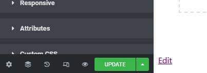 elementor update button