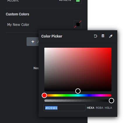 Screenshot showing the color picker